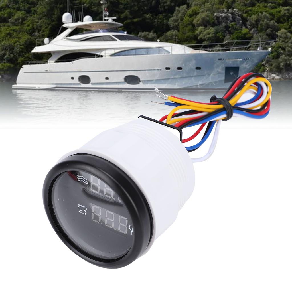 52mm 2 in 1 Digital Water Sewage Gauge Multi Function with White Backlight for RVs Trucks Boat Yachts