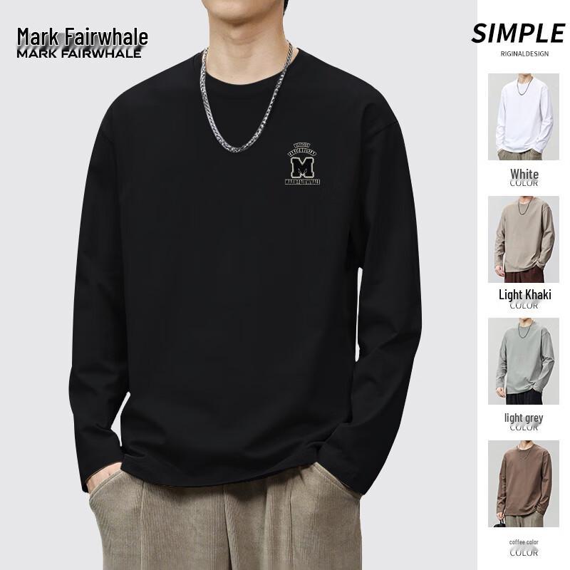 MARK FAIRWHALE Men's Heavyweight Pure Cotton Long Sleeve T-Shirt