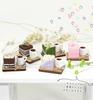 moin moin Miniature Scale Cake Sweets Figure Set Coffee Food Realistic Delicious Tableware Green Dollhouse Wood Random 2307mini23 1/6 & (Wood Plate, &