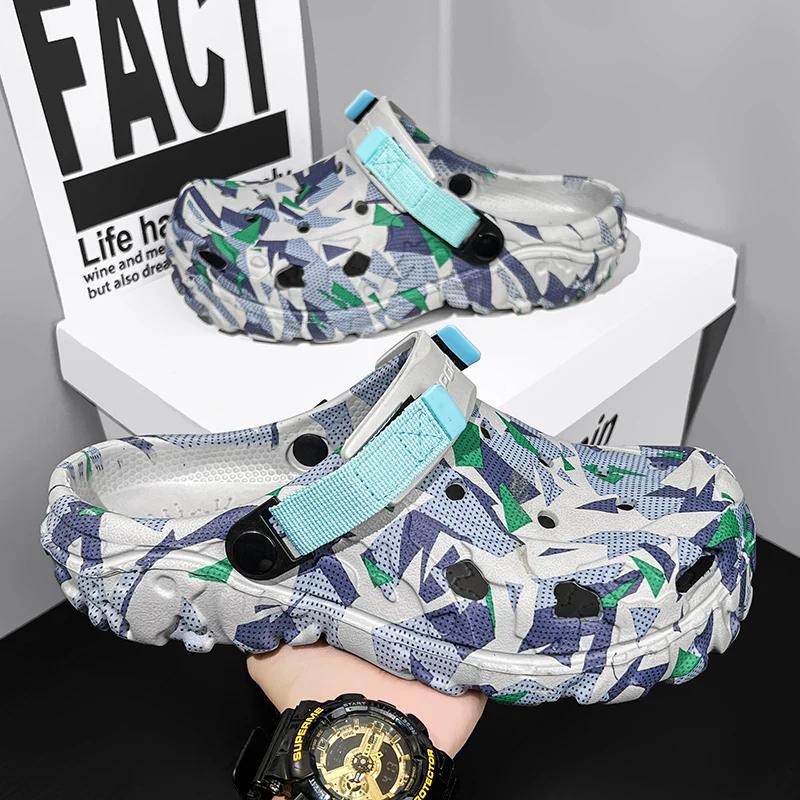 2024 Summer New Men's Slippers Outdoor Garden Clogs Male Casual Shoes Fashion Luxury Sandals Comfort Home Soft Slippers 40-47