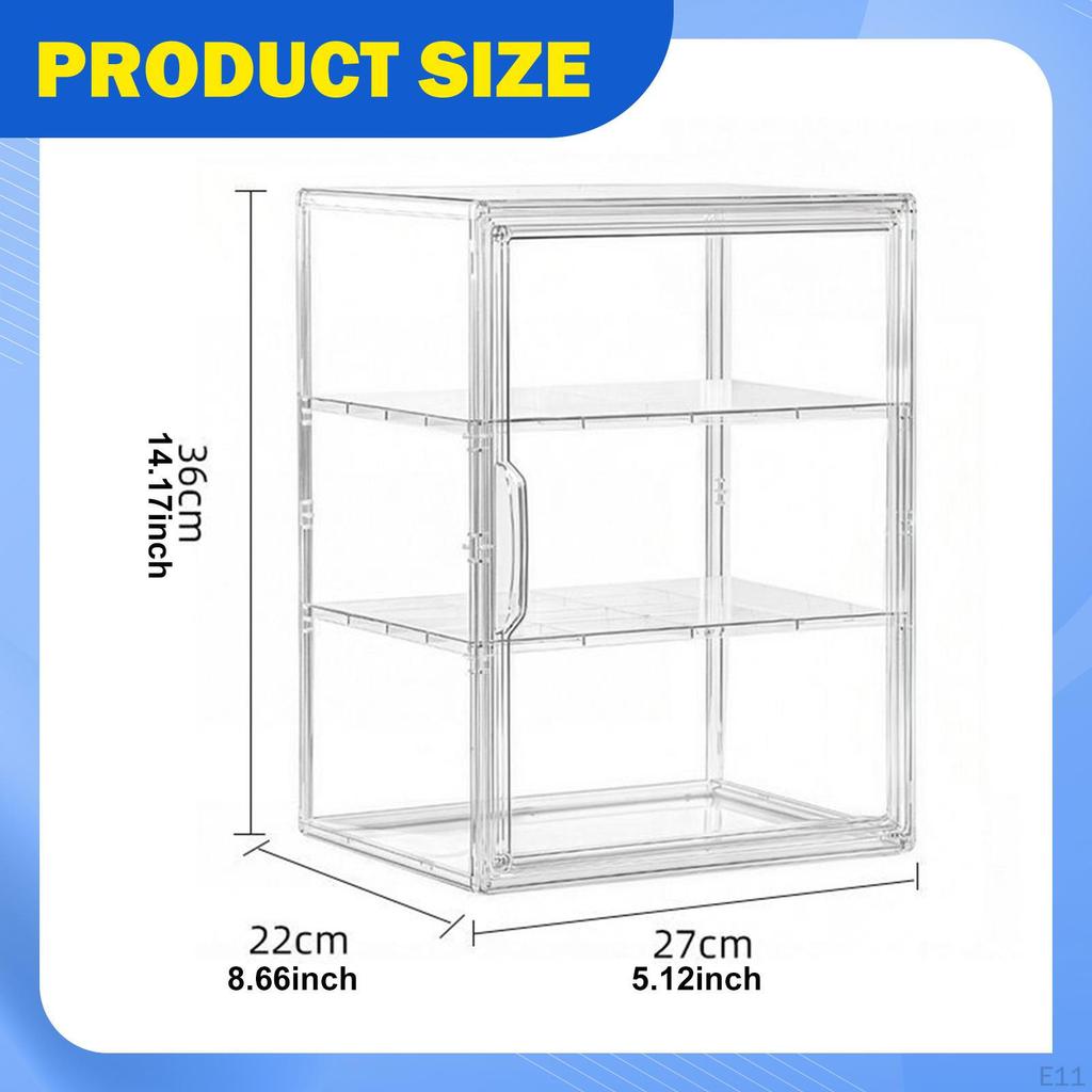 Clear Display Case Shelf Storage Cabinet Stand for Model Car, Miniature Figurines, Dolls
