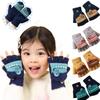 Half Finger Flip Cartoon Kids Gloves Jacquard Color Matching Autumn Winter Warm Gloves for Children Student Writing Baby Gloves