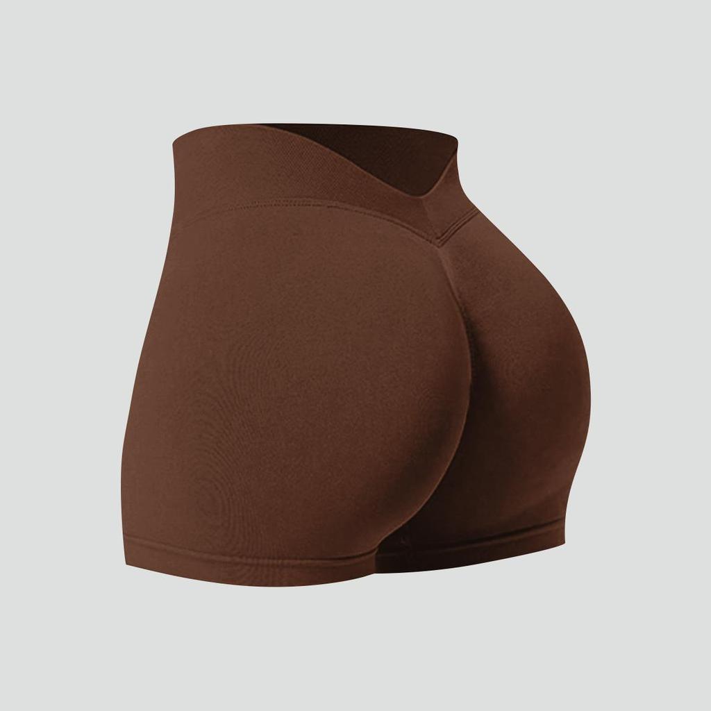 Pantaloncini da Yoga Senza Cuciture a Vita a V da Donna - Controllo Pancia, Asciugatura Rapida, Costolati, Sollevamento Glutei Pantaloni Fitness