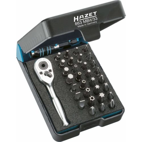 Hazet Bit Set with Ratchet Handle, 6.35mm (1/4") Drive, 33-Piece Set [Officially Imported from Japan] 863MBIT/33