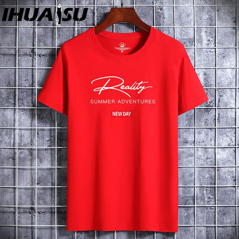 IHUASU Cotton Short Sleeve T-shirt Men's Fashion Loose Half Sleeve Shirt Printed Compassionate Shirt