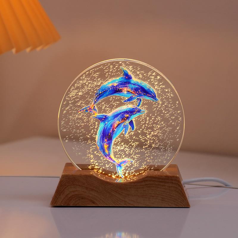 Crystal Disc Luminous Night Lamp Bedside Lamp Ambient Desk Lamp Creative Gift Desktop Decoration Ornament