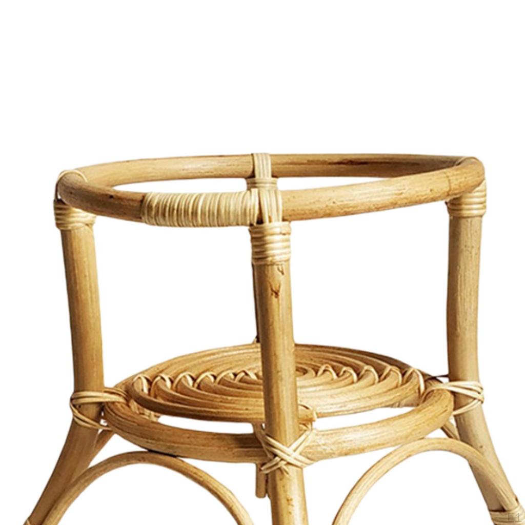 Chinese Rattan Plant Stand Rack Flower Round Shelf Decorative for Decoration Indoor