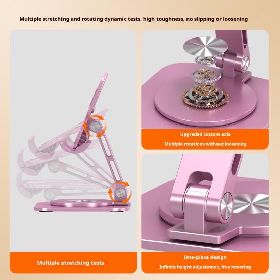 Mobile Phone Holder 360 Degrees Rotating Aluminum Alloy Desktop Stand Multi-Angle Adjustable Butterfly Design Foldable Dock for Home Office Travel