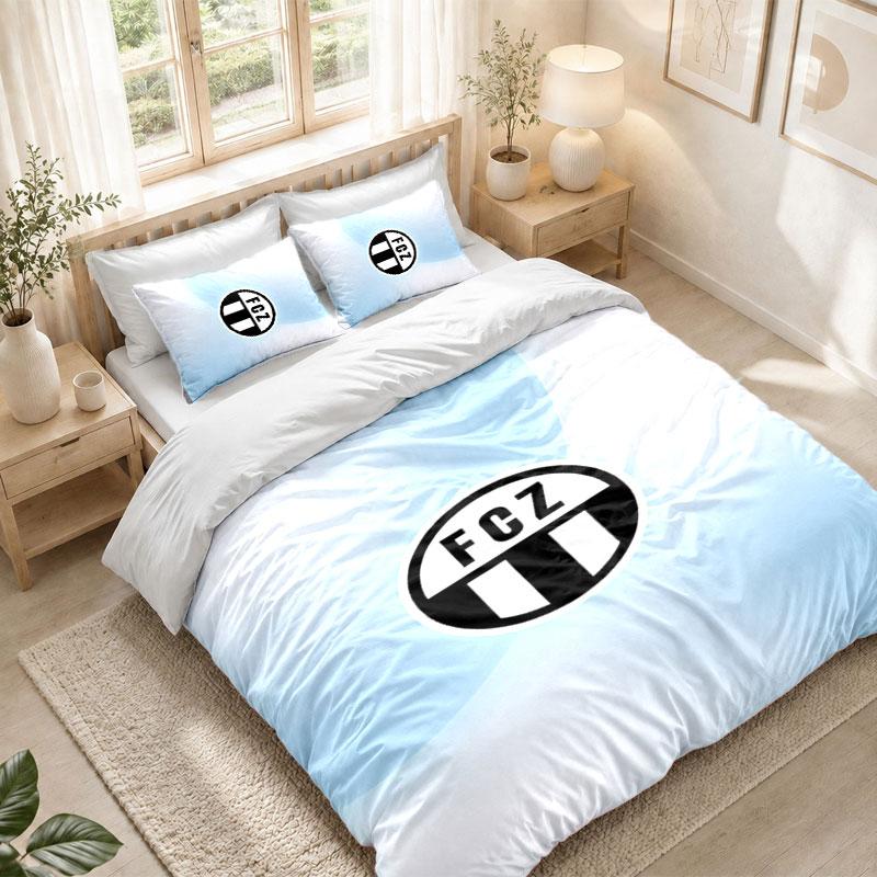 Bedding Set 1 Duvet Cover 2 Pillowcases FC Zürich Print Bedroom Home Decoration