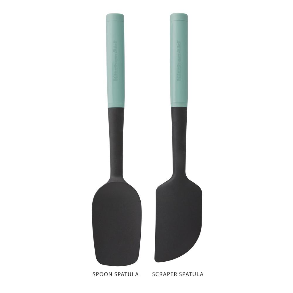 Universal 2-piece Silicone Spatula Set Spoon Scraper Heat Resistant Kitchen Utensils Baking Cooking Dishwasher Safe ABS Handle