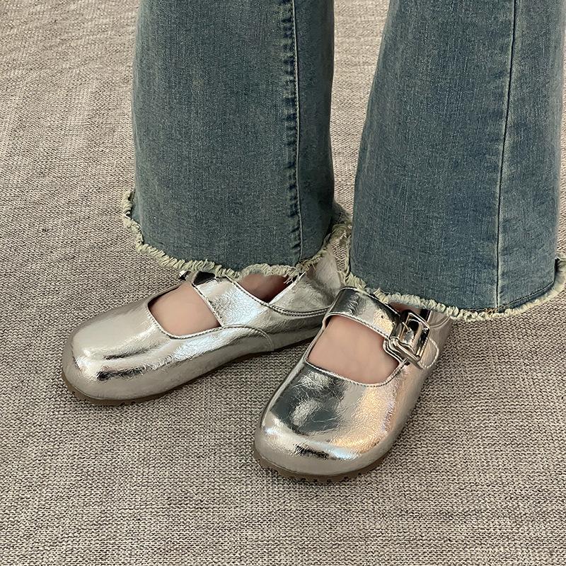 Mary Jane shoes women's retro one-word buckle new summer gaiden ballet shoes versatile single shoes