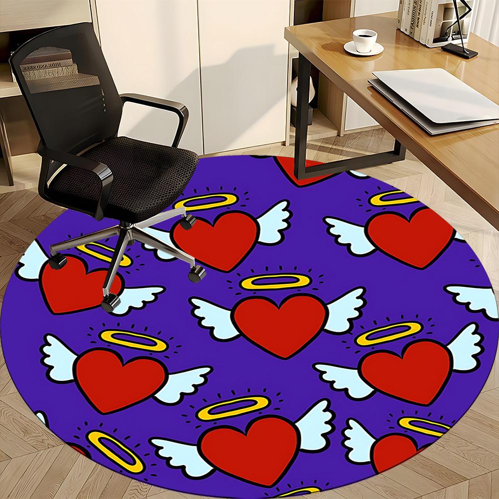 1pc Heart Wings Purple Background Chair Carpet for Office, Non-slip, Soft and Durable Office Rug for Interior Decoration, Perfect for Office