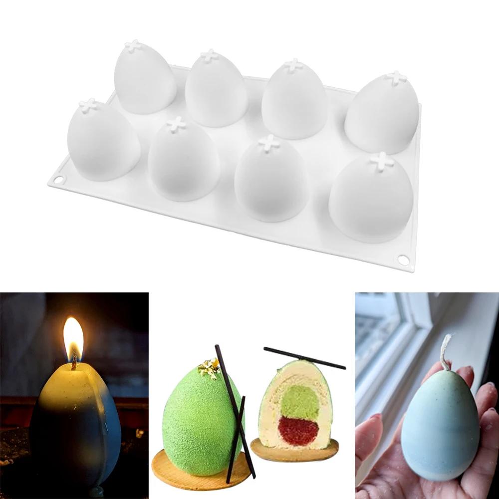 8-Cavity Egg Silicone Mold, Easter Egg Plaster Mold, DIY Aromatherapy Candle Home Decor Epoxy Resin Mold