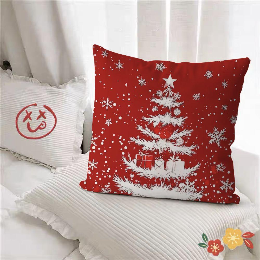 Home Christmas Double sided Printed Pillow Snowy Day Christmas Double sided Christmas Gift Pillowcase Cute Cushion Waist Pillow