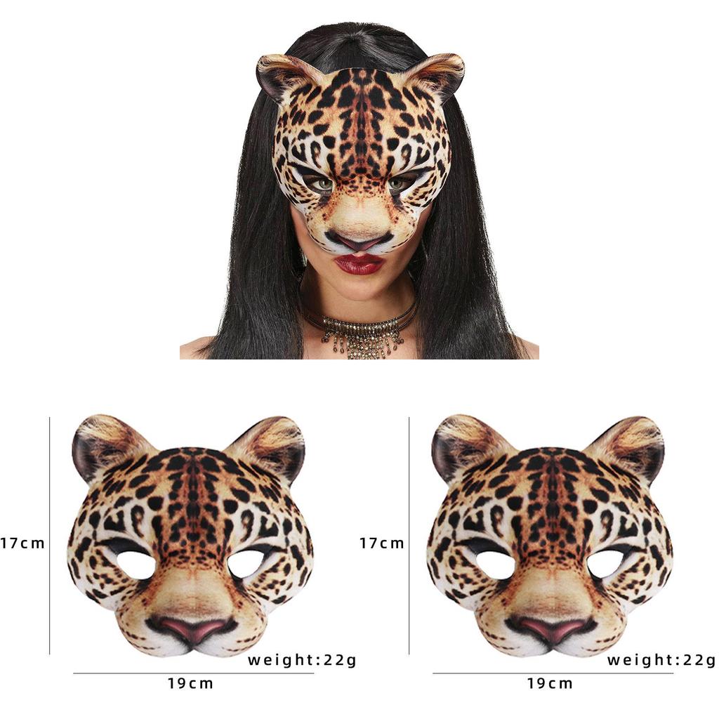 Halloween Cheetah Face Mask Eva Material For Costume Party And Diy Decor