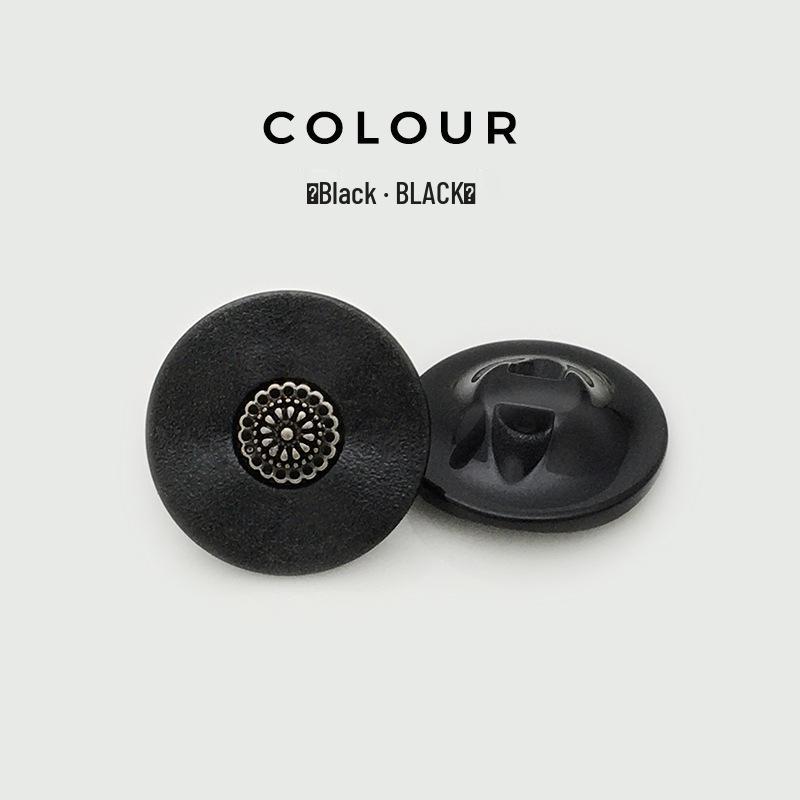 Klasické černobílé květinové kulaté pryskyřičné kovové knoflíky na obleky a kabáty