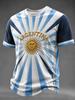 2026 Camiseta de Fútbol para Aficionados de la Selección Argentina Rayas Azules y Blancas Sol 3D Secado Rápido Deportiva Casual Camiseta para Hombre