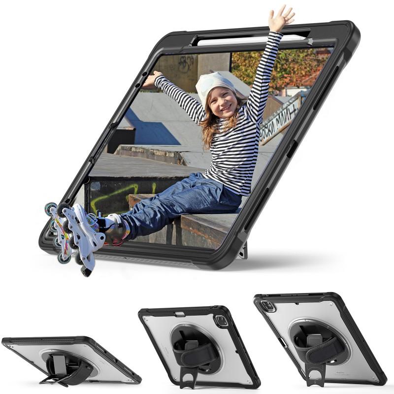 IPad Pro 12.9 Case With Pencil Holder Rotating Stand 3-Layer Heavy Duty Protection