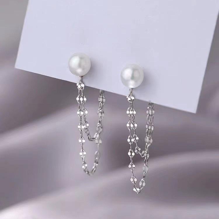 925 Sterling Silver Needle Pearl Stud Earrings: 2023 Trendy Luxury Women's Accessories