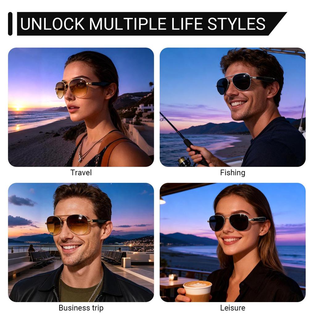 AI Smart Bluetooth Sunglasses: Real-time Translation In 100+ Languages, Call Support, and Music Streaming.