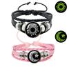 2pcs/set Sun and Moon Lovers Leather Bracelet Punk Multi-Layered Beaded Braided Adjustable Bracelet Set For Couple Jewelry