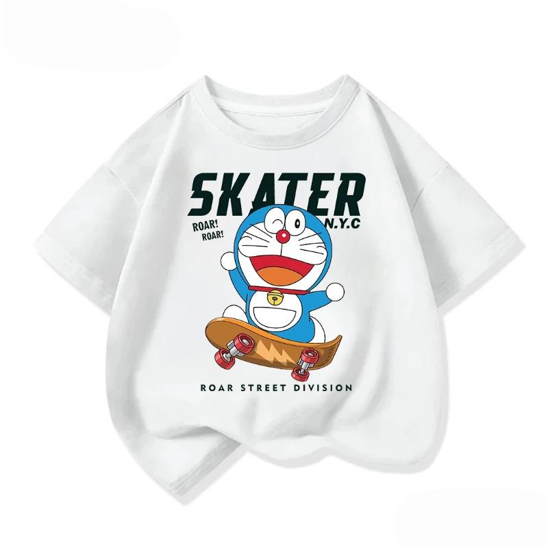 Summer Cute Short Sleeve T-Shirt Cute Cartoon Street Fashion Outfit Doraemon Children's Clothing