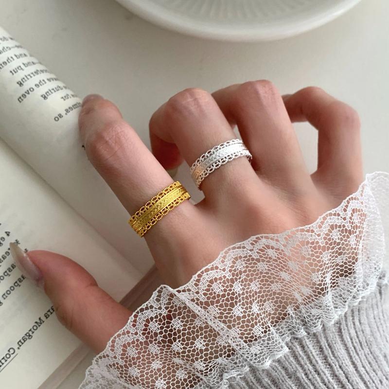 Vintage Lace Open Ring for Women Men Exquisite Elegant Wide-Band Finger Ring Simple Casual Versatile Adjustable Jewelry Gift New