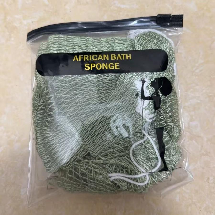 Serviette de bain en filet africain haute élasticité avec corde – Gant de massage dorsal long pour sauna pour exfoliation et élimination des taches