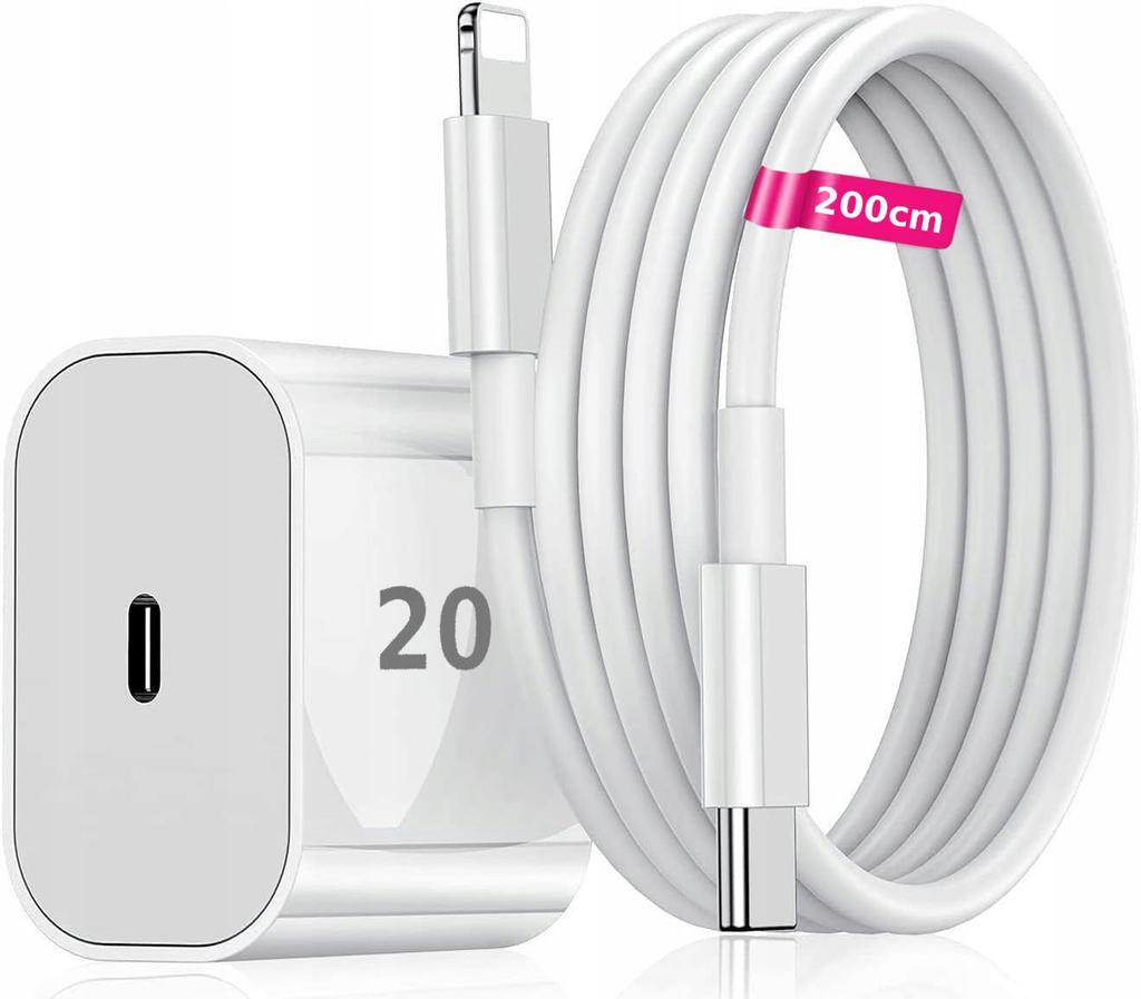 Set Caricabatterie da Muro Pd 20W + Cavo Per iPhone Lightning 200Cm Koanni