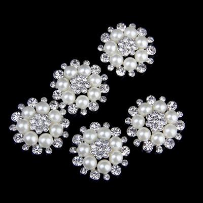 Flat Back Pearl Button Luxury Decorative Alloy Buttons Novelty Round Type for Headbands and Garment Crafts
