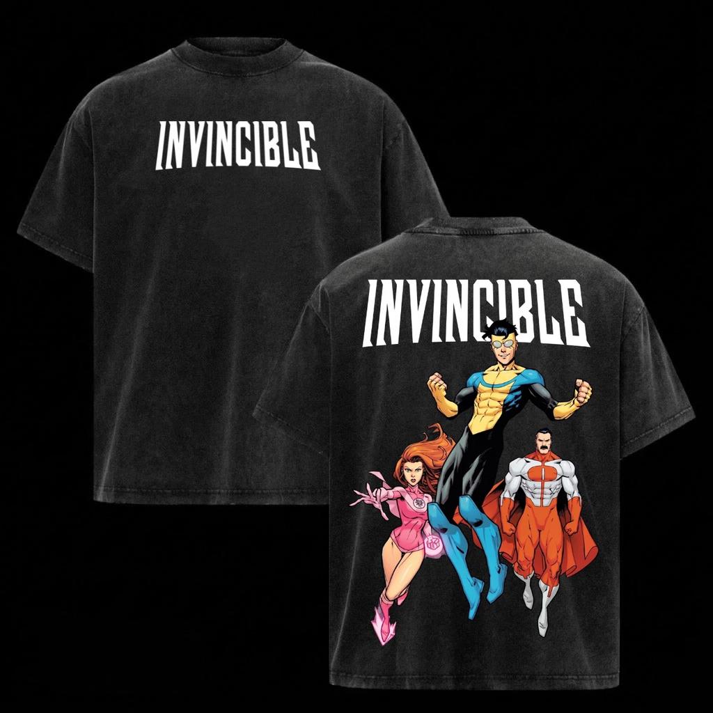 Invincible Comic Shirt Superhero Team Graphic Tee Mark Grayson Atom Eve Omni-Man