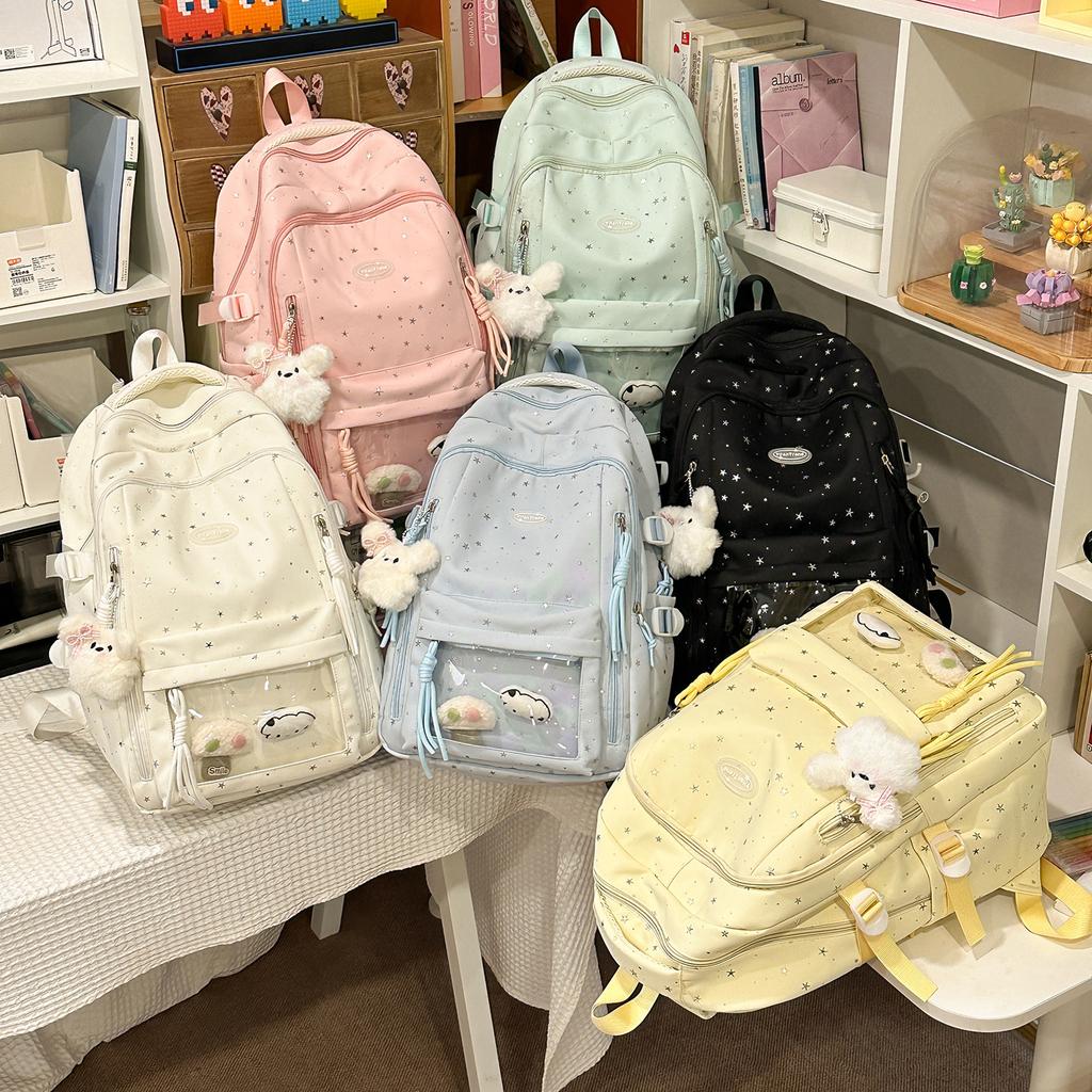 School Bag for Girls, High Aesthetic Value Transparent Pain Bag for Middle School Students, Cute Elementary School Backpack, Large Capacity