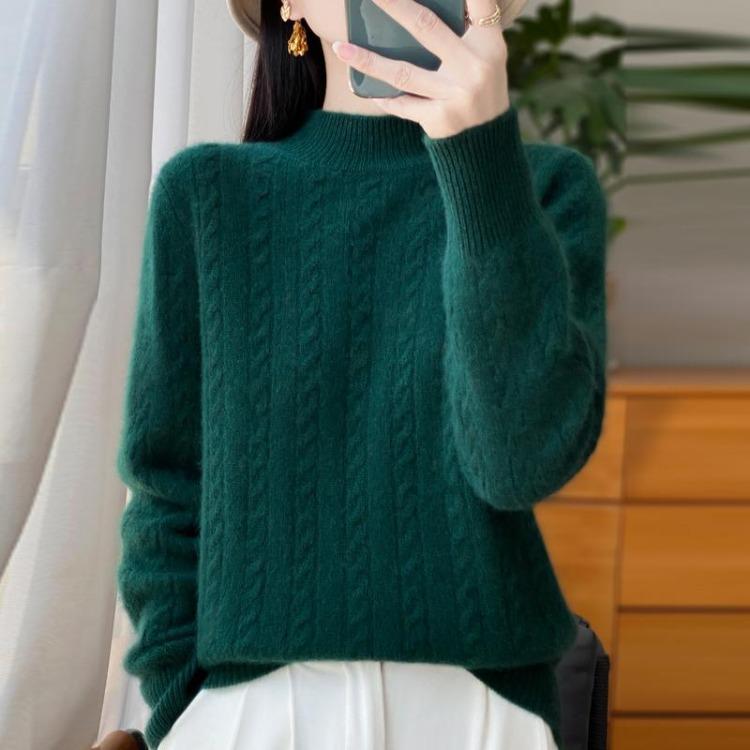 Winter Women Sweater 100% Wool Turtleneck Knit Pullover Thick Jumpers MODERN NEW SAGA Female Knit Tops
