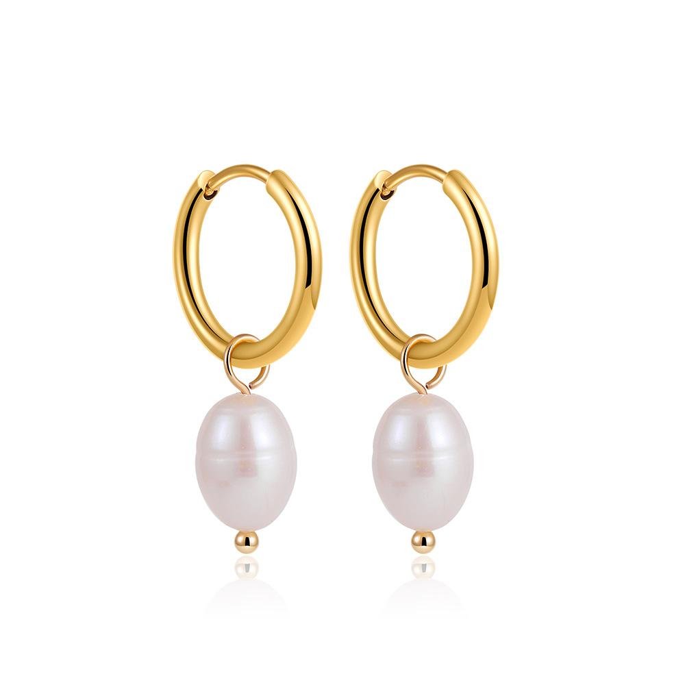 18K Gold Natural Pearl Earrings Set Stainless Steel Earrings Ear Bone Stacks Earrings