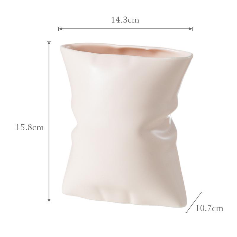 Elegant French Cream Ceramic Vase for Flowers, Light Luxury Home Decor Ornament