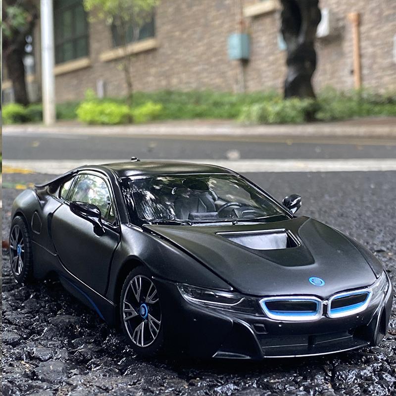 1/24 BMW I8 Supersportwagen Neues Energiefahrzeug Legierungsauto Diecasts & Spielzeugfahrzeuge Automodell Miniaturmaßstabsmodellauto für Kinder
