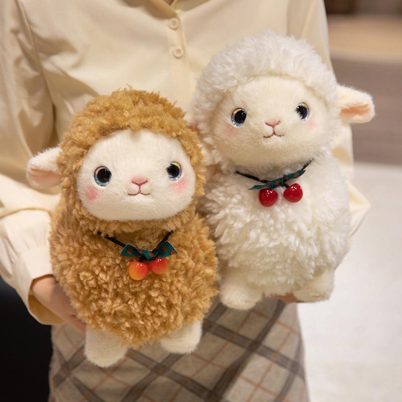 Urocza biała lalka owieczka pluszowa zabawka lalka owieczka poduszka domowa lalka do uspokajania dla dziewczynki