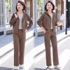 Women's Casual Hooded Cardigan Sweatshirt and Straight-Leg Sweatpants Set for Spring and Autumn