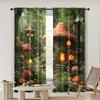 2pc,  Drapes Forest Mushroom Wonderland Versatile Polyester Fabric,Without Electricity Party Decorations Use for Indoor