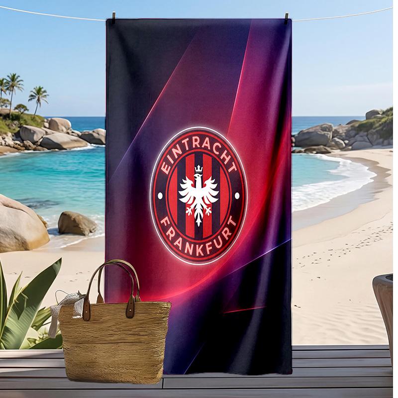 Asciugamano da Spiaggia con Stampa del Club di Calcio Eintracht Frankfurt, Asciugamano Grande Morbido Asciugatura Rapida per Spiaggia Campeggio Nuoto