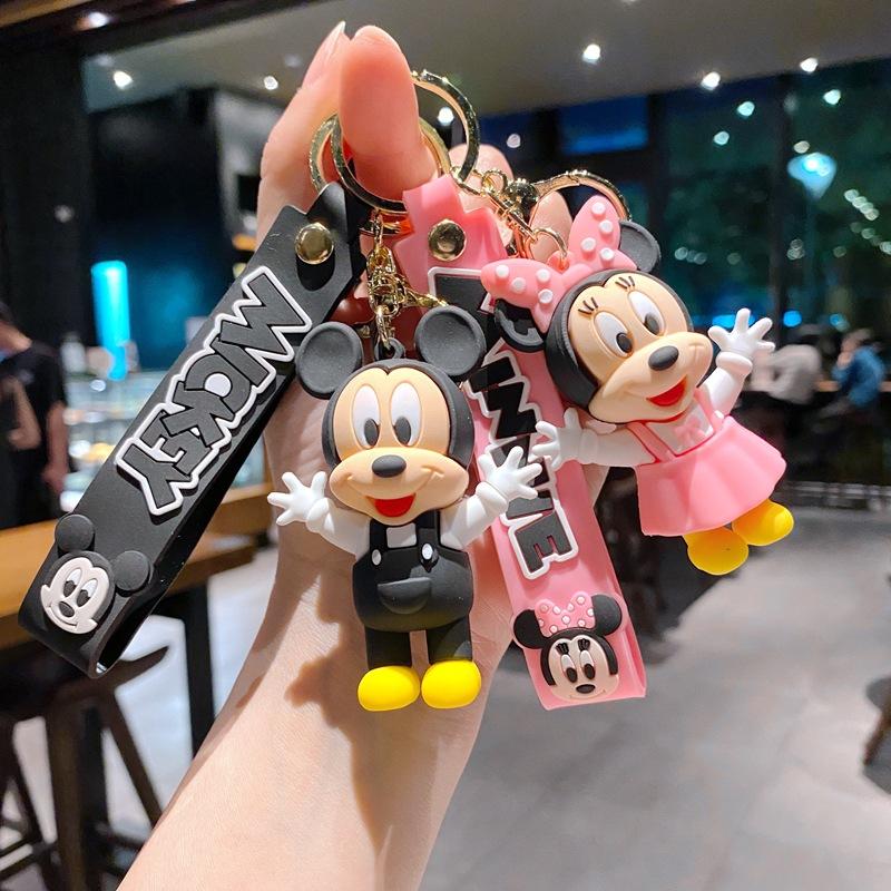 Anime Mickey Keychain Cartoon Stitch Cute Minnie Keyring Student Bag Hanging All-match Car Key Chain Christmas Gifts