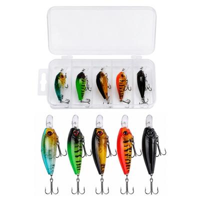 5PCS with Hooks Topwater Fishing Lures ABS Hard Baits Lifelike Artificial Hard Baits  Bass Fishing