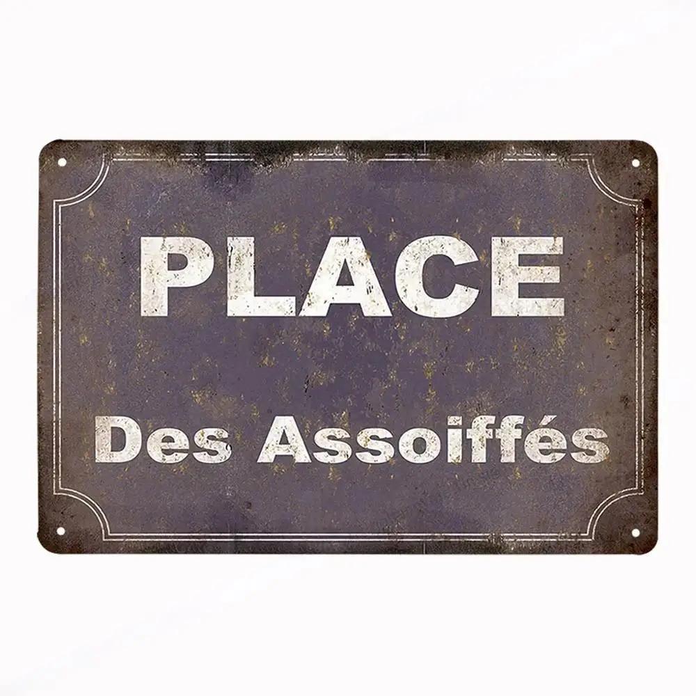 French Vintage Metal CUISINE Signs Decor Posters Plaque Retro Tin Sign Bar Pub Club Wall Decor Painting Decorative Plate