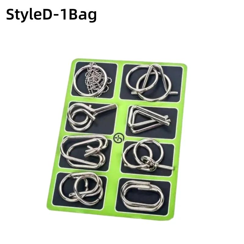 8PCS/Set Metal Montessori Puzzle Wire IQ Mind Brain Teaser Puzzles Children Adults Interactive Game Reliever Educational Toys