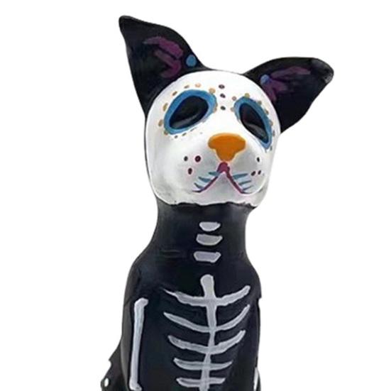 Halloween Dog Cat Ornament Haunted House Decoration Ghost Animal Sculpture Resin Craft Skull Sculpture Home Desktop Decor