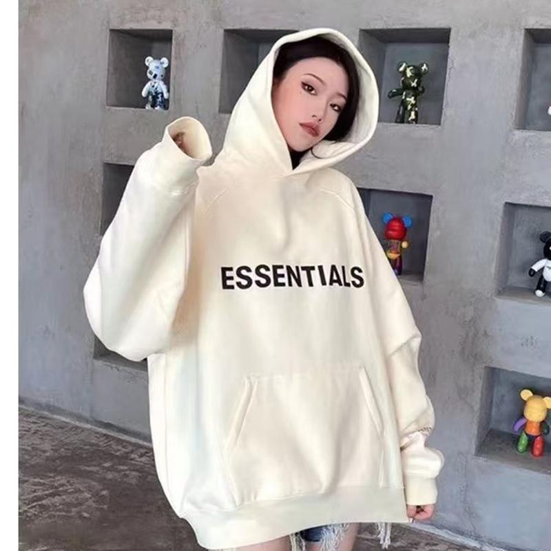 Essentials 2025 Fortykket hettegenser Streetwear Silikonlogo Casual Løs Oversized Sportsskjorte Topp Genser for Menn/kvinner