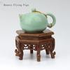 Chicken wing wooden hexagonal platform base Purple clay teapot holder Vase base Living room desktop balcony home decoration