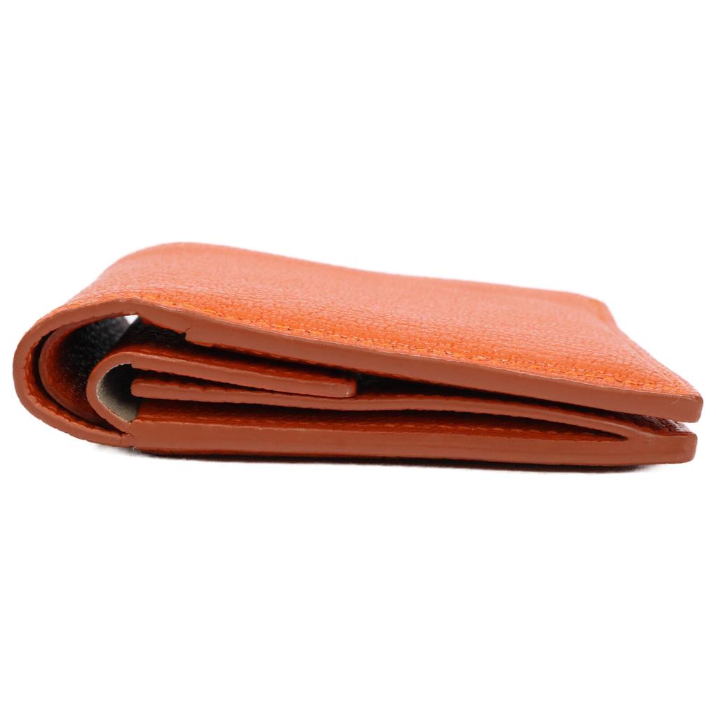 FUJITAKA [Excellent Condition] 677604 Chevre Full Leather Bifold Wallet Bifold Wallet with Coin Pocket OrangeUsed