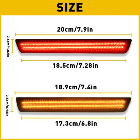 LED 4X Side Marker Light Smoked Lens Rear Front For Dodge 2015- Challenger