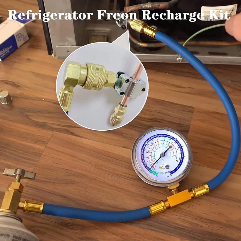 Professional R134A Charging Hose Set with Gauge Quick Coupler and Adapters for Efficient Air Conditioning Servicing